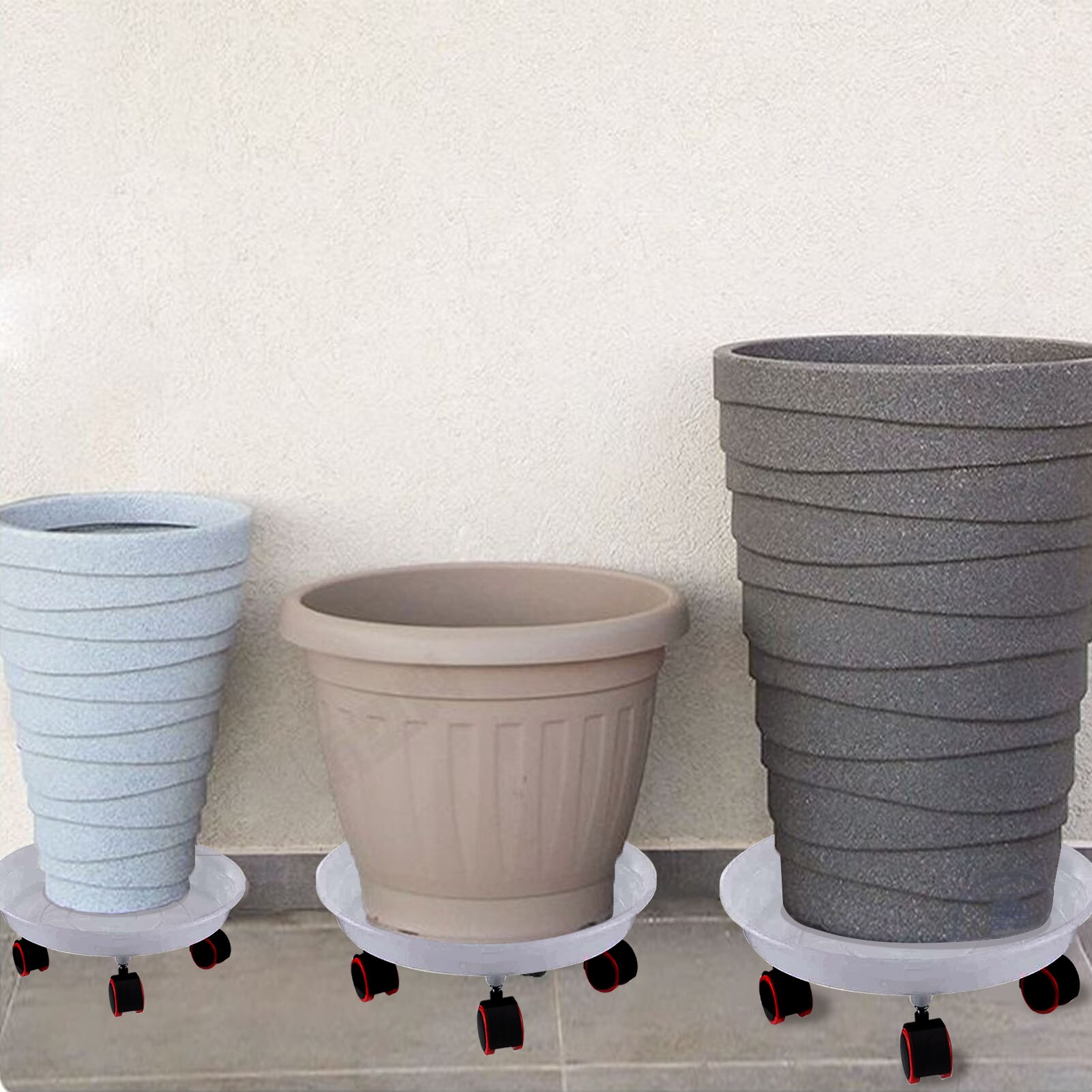 Flower Pot Tray Wheel Resin Saucer Drip Trays Mobile Stand for Plants Water Storage Tray Translucent Stand for Flowers
