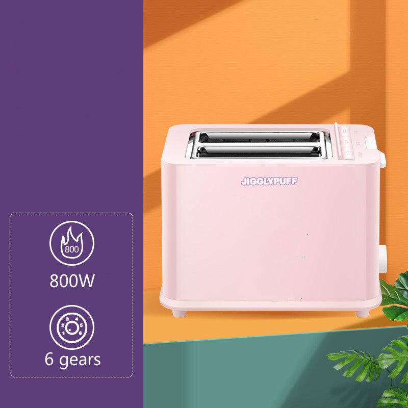 Toaster household slice multifunctional breakfast machine automatic soil toaster small toaster pressure heating: PINK
