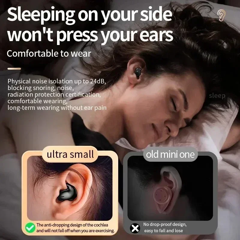 2025 Auriculares invisibles para dormir Mini auriculares Bluetooth 5,3 ENC auriculares con cancelación de ruido estéreo HiFi auriculares inalámbricos deportivos