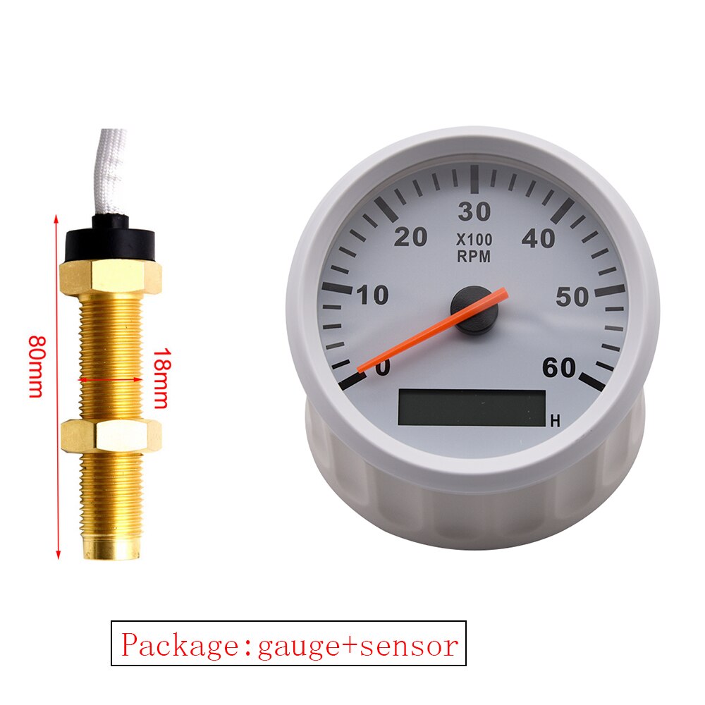 85Mm Tacho Gauge Met Tacho Sensor M16/M18 Voor Benzine Diesel Motor Toerenteller 0-6000Rpm Met urenteller Rode Backlight Marine: WW M18 sensor