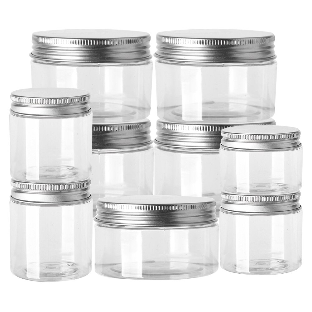 Aluminum Balm Cap Round Wide Mouth Plastic Storage Jars Container Clear Canister Transparent Travel Bottle Pot Lip 30ml-150ml