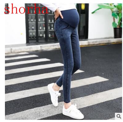 Schwarz Taille See strecken Denim Mutterschaft Bauch Jeans sommer Frühling Hosen Kleidung für Schwangere Frauen Schwangerschaft Bleistift Schlauch