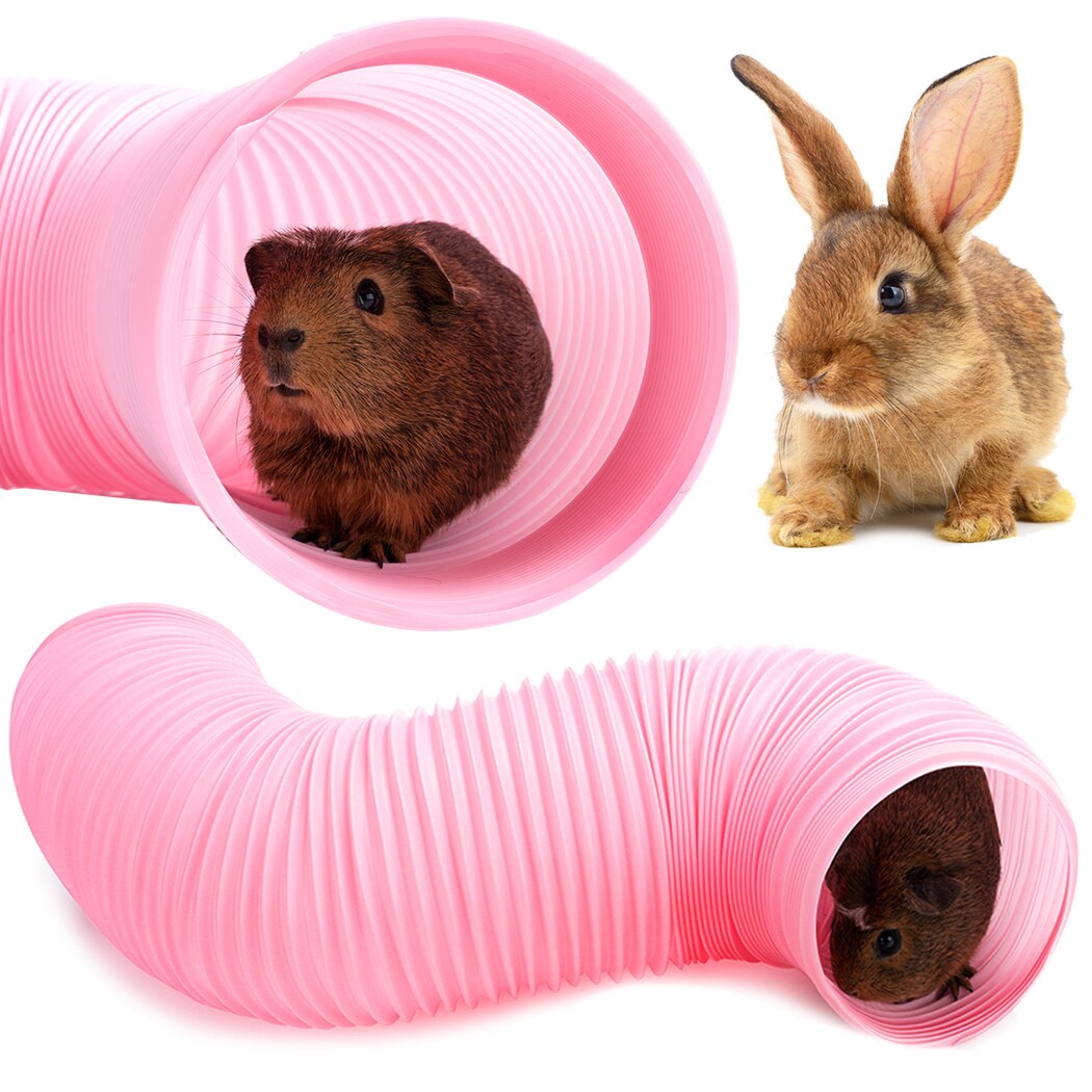 Pet tunnel udvidelig plast hamster tunnel pet play legetøj pet sjovt legetøj kanin play tunnelrør til lille kæledyr: Lyserød
