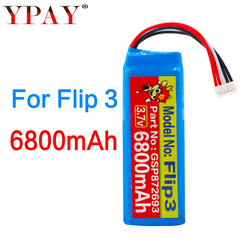 Akku jbl flip 3 & 4 -soittimelle flip 3 flip 4 li polymeeri ladattava akkupakkauksen vaihto 3.7v 6800 mah gsp 872693 & 01: Jbl flip 3