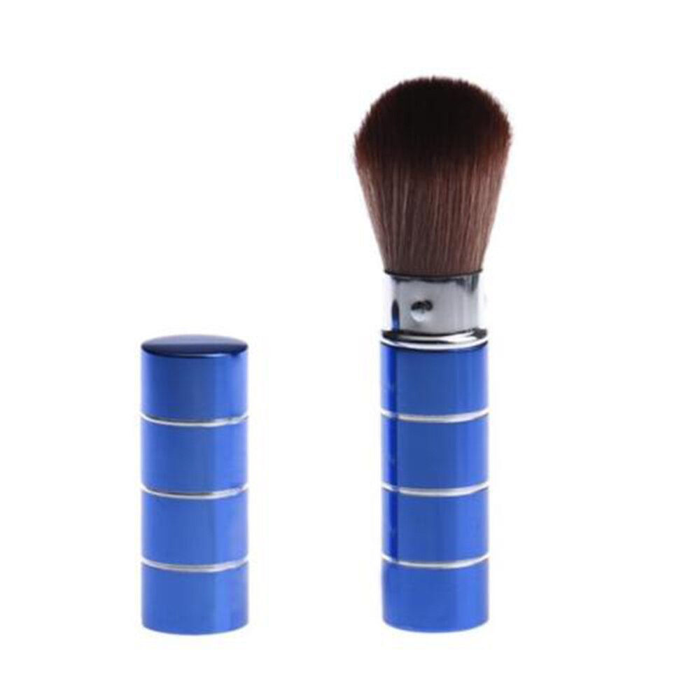 1PC Retractable Blush Makeup Brush Aluminum Handle Eyeshadow Foundation Facial Brushes Makeup Cosmetic Tools: Blue