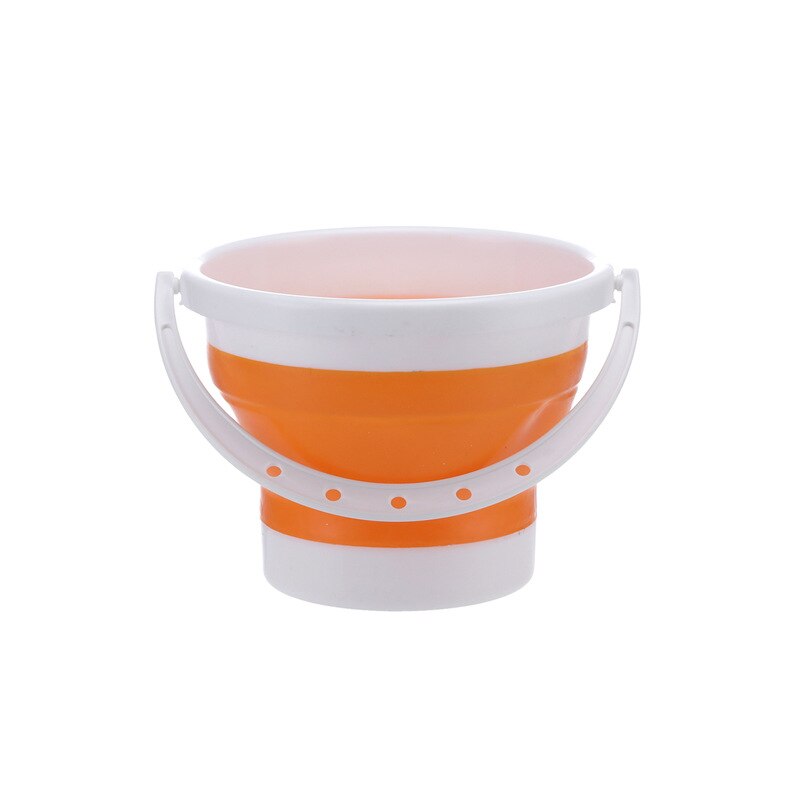 Multi-Function Silicone Foldable Bucket Portable Outdoor Bucket Travel Car Wash Fishing Plastic Bucket: Orange mini