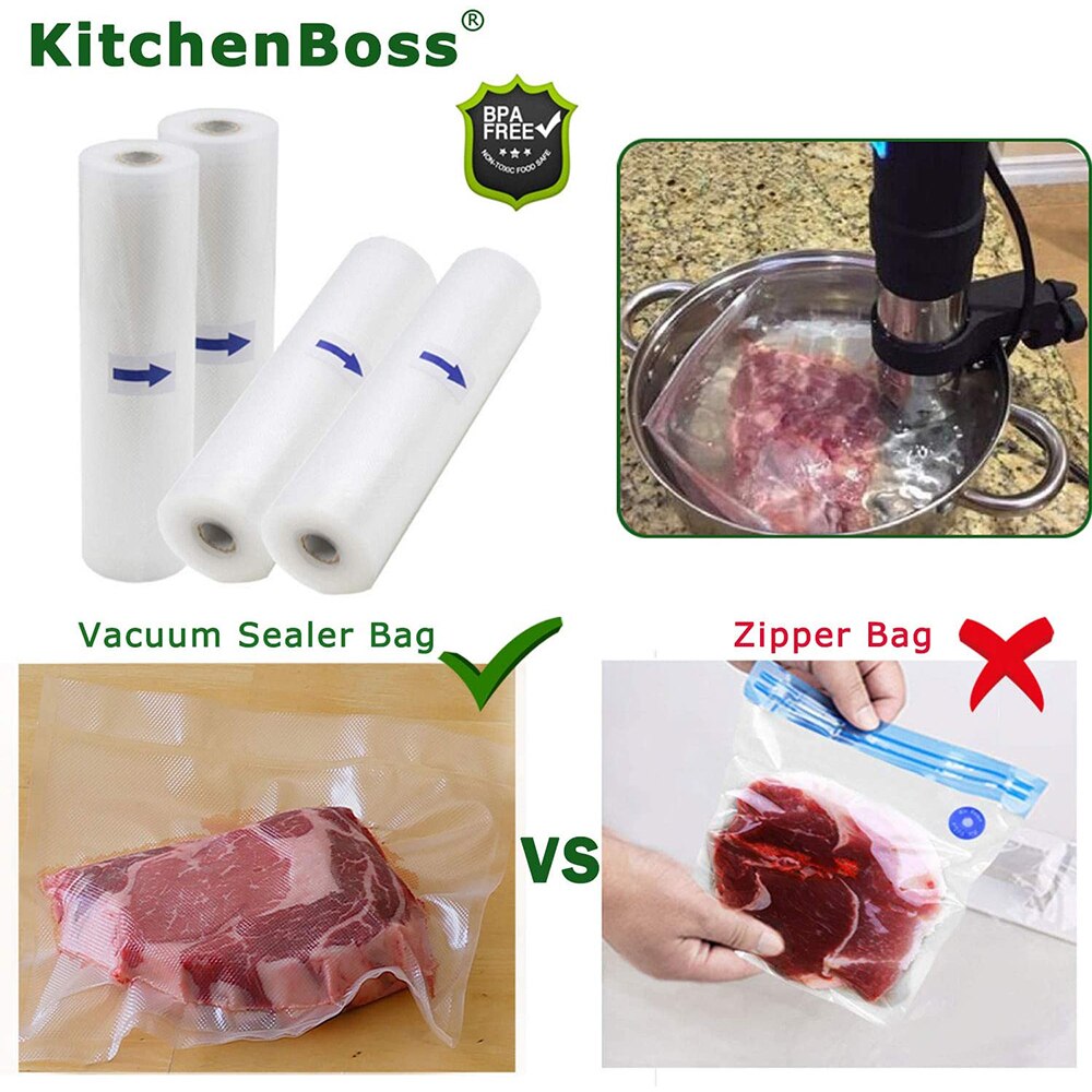 Vacuum Sealer Rolls Bag，28 x 1500cm 2rolls Food vacuum Saver Bag Rolls with Cutter Box ，Sous Vide Roll Bag