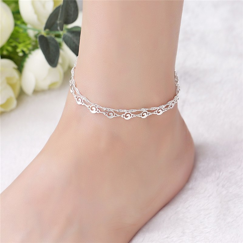 Mode Holle Voet Sieraden Zomer Chain Link Enkelbanden voor Vrouwen Meisje 925 Zilveren Partijen Enkelbandje Armbanden Bijoux 2B102