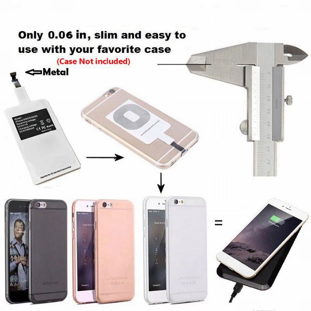 Cargador inalámbrico de escritorio para iPhone 6, 6S, 7 Plus, adaptador receptor de carga inalámbrica rápida para Samsung A50, A70, A40, A10, A20