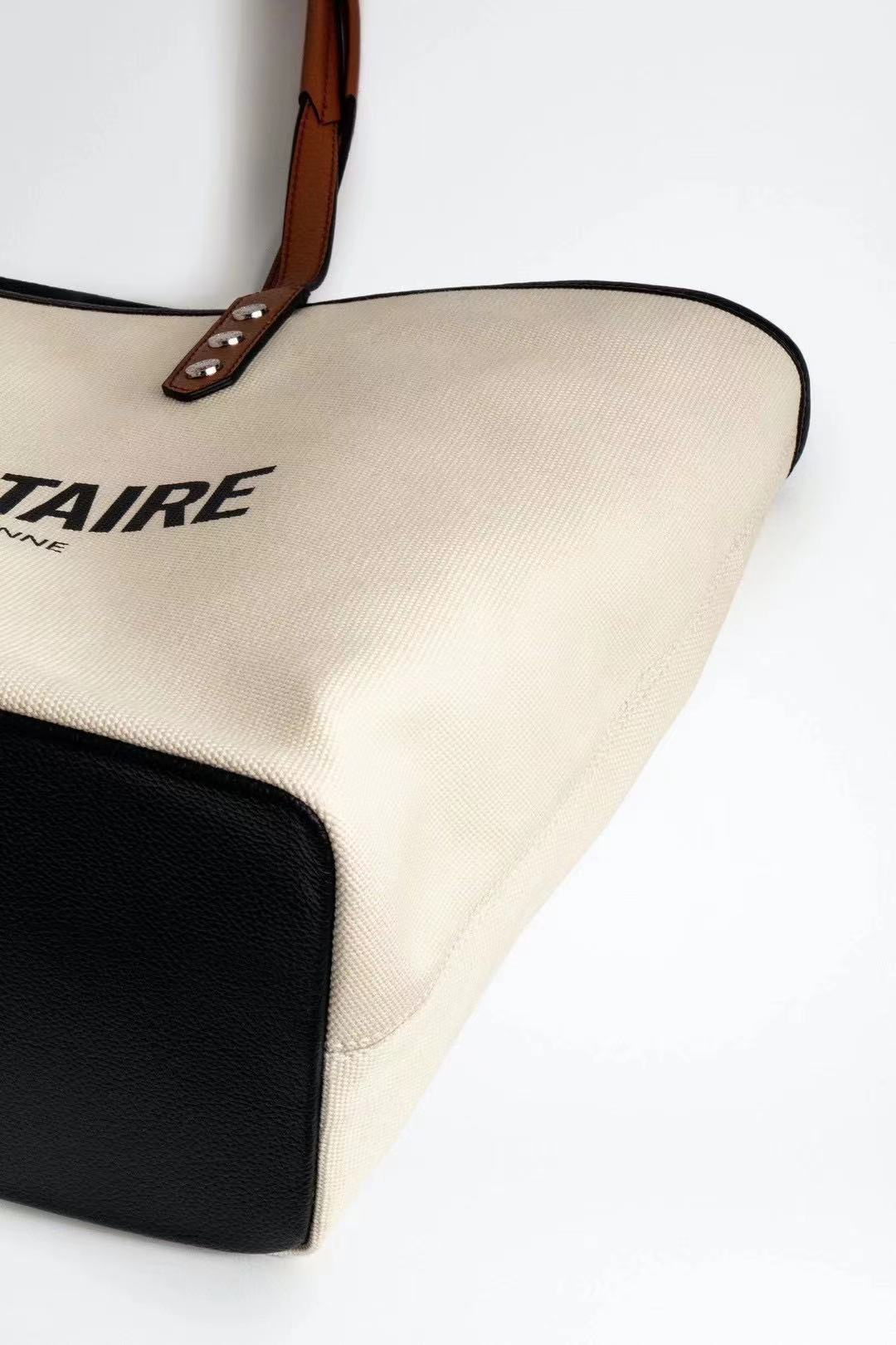 Product Vier Seizoenen Alle-Wedstrijd Brief Afdrukken Rits Grote Capaciteit Canvas Handtas Shopper Tas