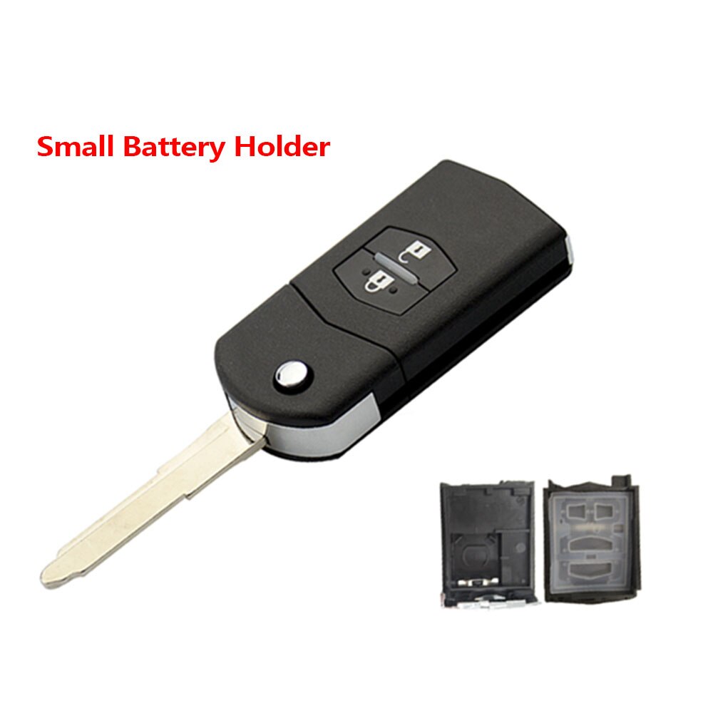 OkeyTech 2 Button Flip Folding Remote Car Key Shell Replacement Cover Case Fob with Battery Holder For Mazda 3 5 6 M6 RX8 MX5: small set