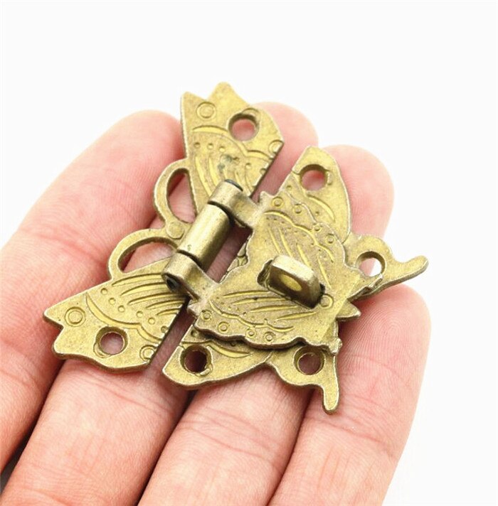 Retro Chic Butterfly Latch Catch Jewelry Wooden Box Lock Hasp Pad Chest Lock