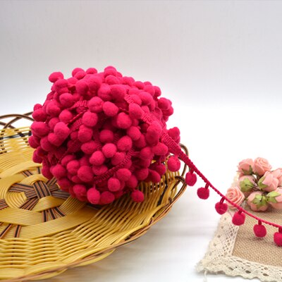 verkoop 5yd/lot 25mm breedte kleurrijke PP bal elastische kant lint kwastje trim naaien materiaal accessoires voor thuis decoratie: rose 406