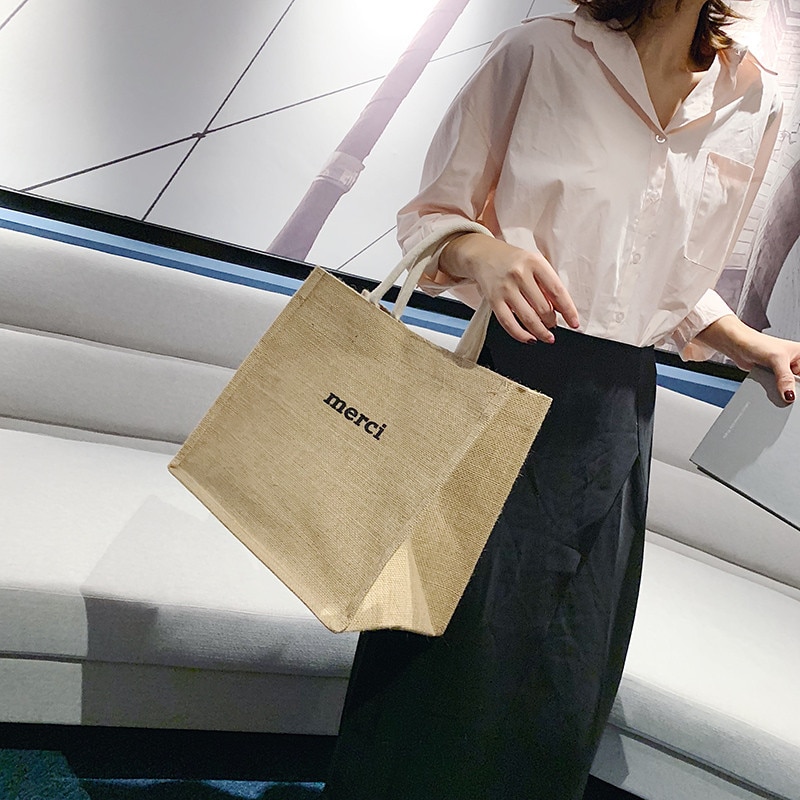 sac à main tissé pour femme sac à bandoulière Simple sauvage Portable diagonale grande capacité pochette voyage sac de plage lin femme
