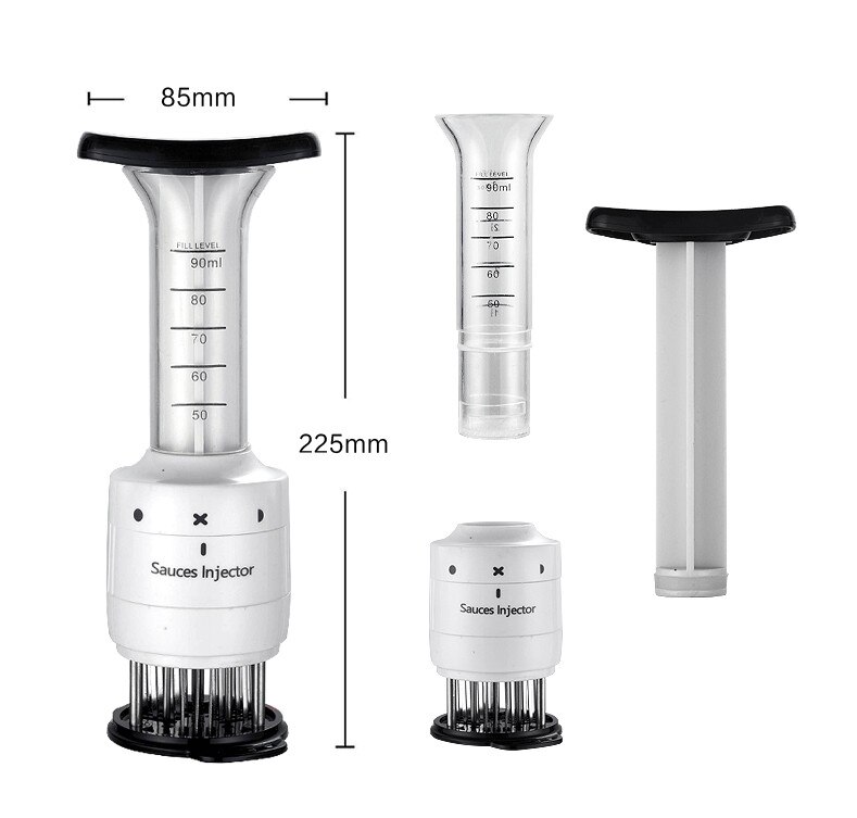 Multifunktion kødmørningsmiddel nål abs+rustfrit stål bøf kødinjektor marinade smagssprøjte køkken gadgets kødværktøj: Default Title