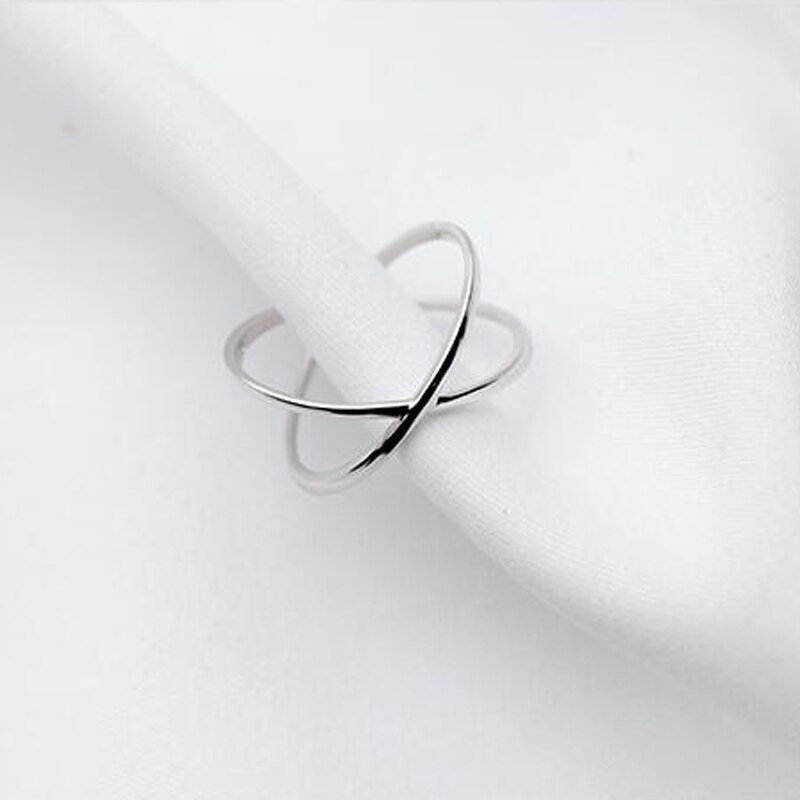 Hollow X Cross 925 Sterling Silver Rings for Women Adjustable Finger Open Ring Sterling-silver-jewelry Female Girls Party