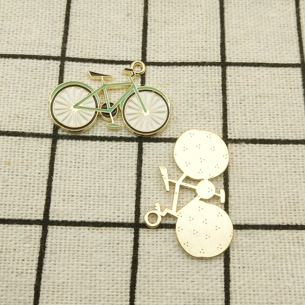 10pcs enamel bicycle charm jewelry accessories earring pendant bracelet necklace charms zinc alloy diy finding 16x29mm