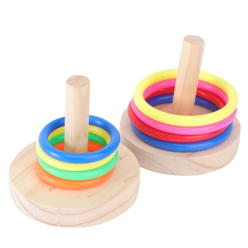 2 Sets Wooden Interactive Parrot Toys Parrot Ring Toys for Parrot