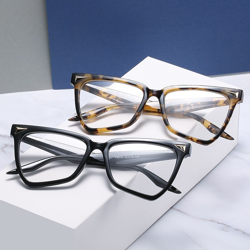 Então & ei moda olho de gato irregular mulher anti-blu-ray eyewear vintage rebite decoração lente clara óculos armação de computador