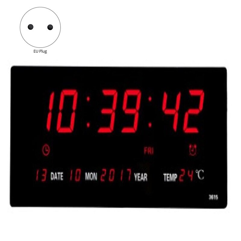 ! Woonkamer 6 Cijfers Led Kalender Wandklok Met Thermometer Power Off Tijd Geheugen Klok Grote Cijfers Plugin Alarm Clo