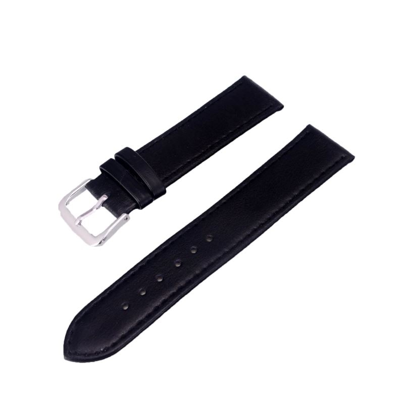 Men Women Black Watch Bands 12mm,14mm,16mm,18mm,20mm,22mm 24mm Soft Sweatband Leather Watch Strap Steel Buckle Wrist Bands