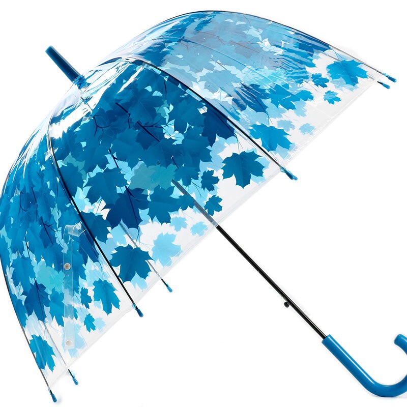 Yesello transparent tykkere pvc champignon grønne blade regn klar blad boble paraply: Blå