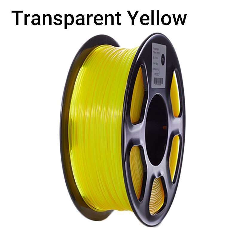 Topzeal-filamento pla de plástico transparente para impressora 3d, 1.75mm, 1kg, material para impressão 3d, série transparente: Transparent Yellow