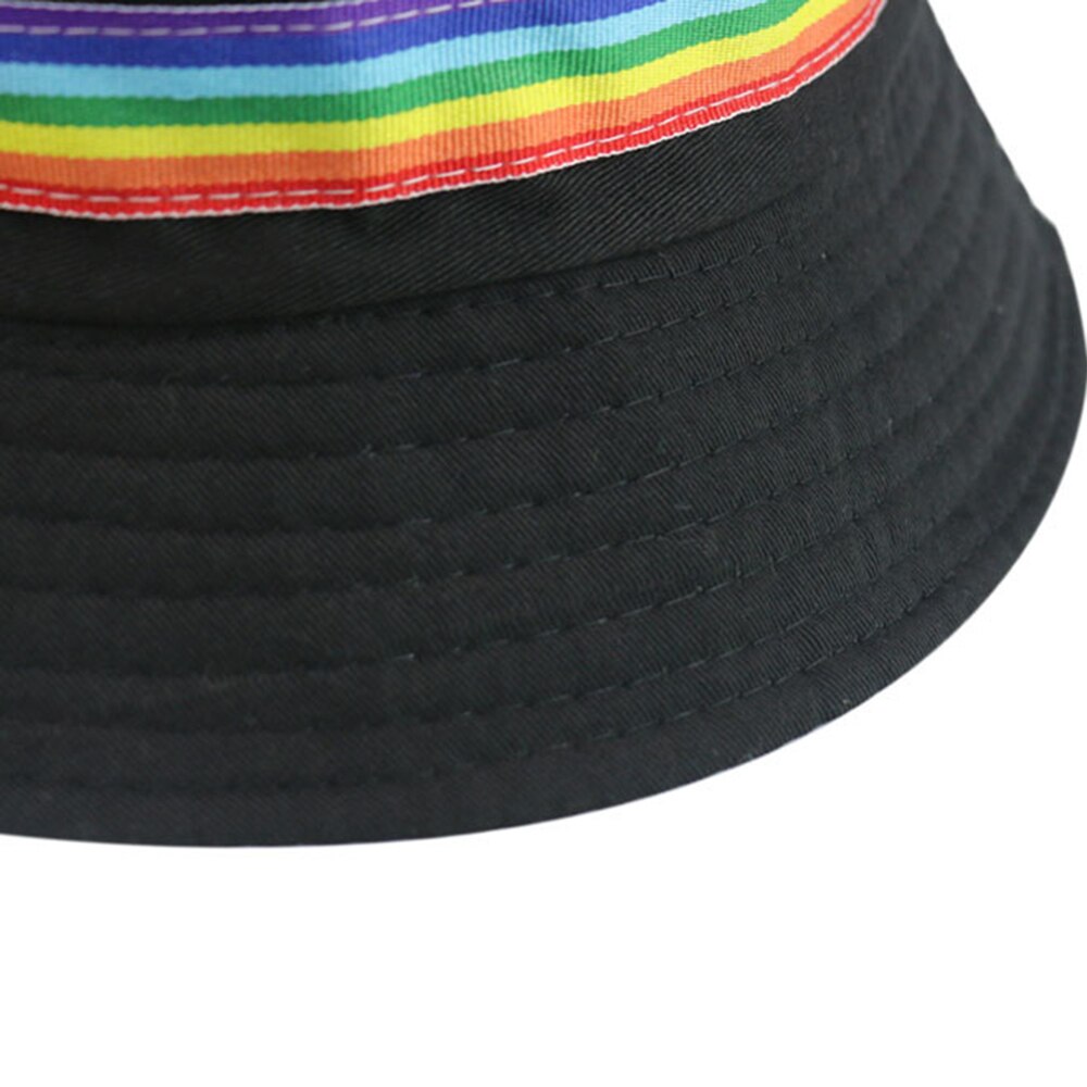 Fisherman hat lovers bob hat sommar solkeps klassisk svart vit regnbåge bucket hatt för kvinnor man