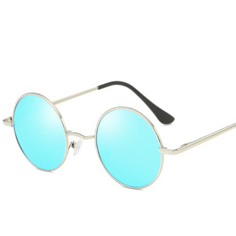 Jaxin retro runde solbriller mænd personlighed smukke sorte polariserede solbriller mr brand classic mirror  uv400: Blå