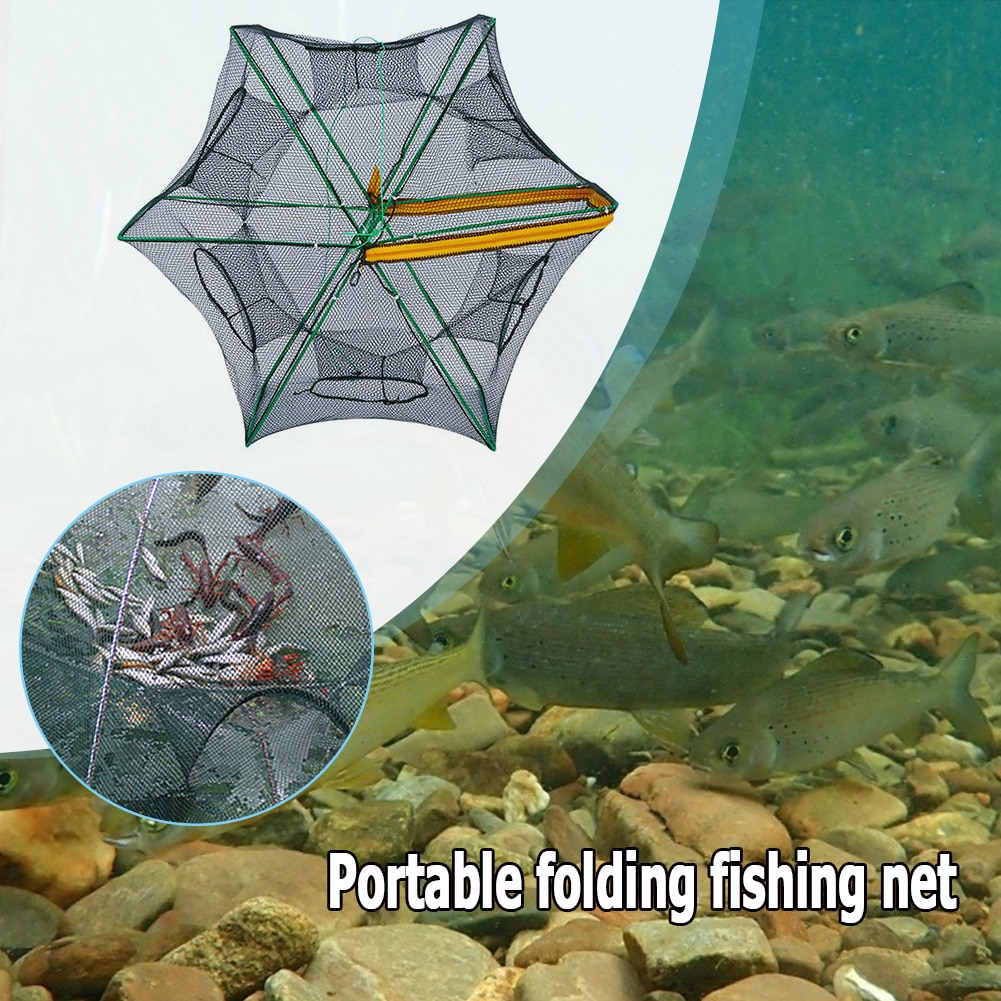 Foldable Automatic Fishing Net Fish Trap Catcher Network Crab 6-8 Side 6-16 Hole for Outdoor Fishing Portable Accessories