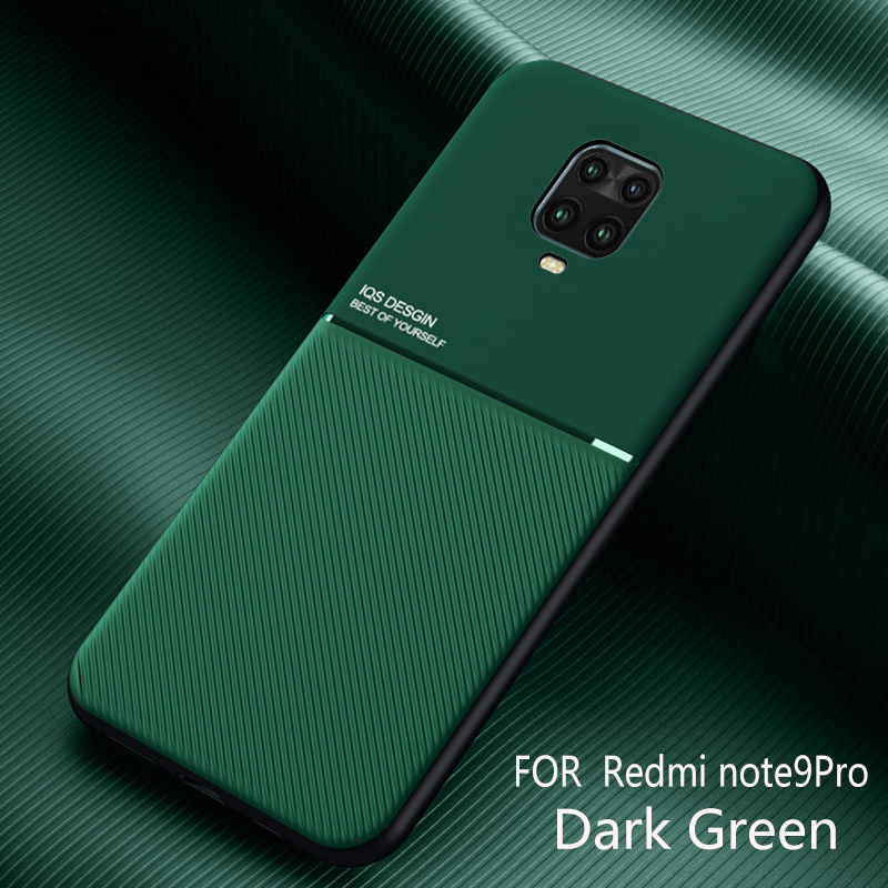 Funda magnética de cuero para coche, carcasa de Marco suave para Xiaomi Redmi Note 9 Pro, 9S, Note 9 Pro Max: Lona / Verde