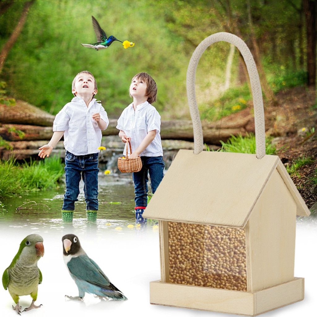 20 # Houten Wilde Vogel Feeder Outdoor Vogel Feeders Voedsel Container Opknoping Tuinhuisje Vogel Feeder Voor Tuin Decoratie