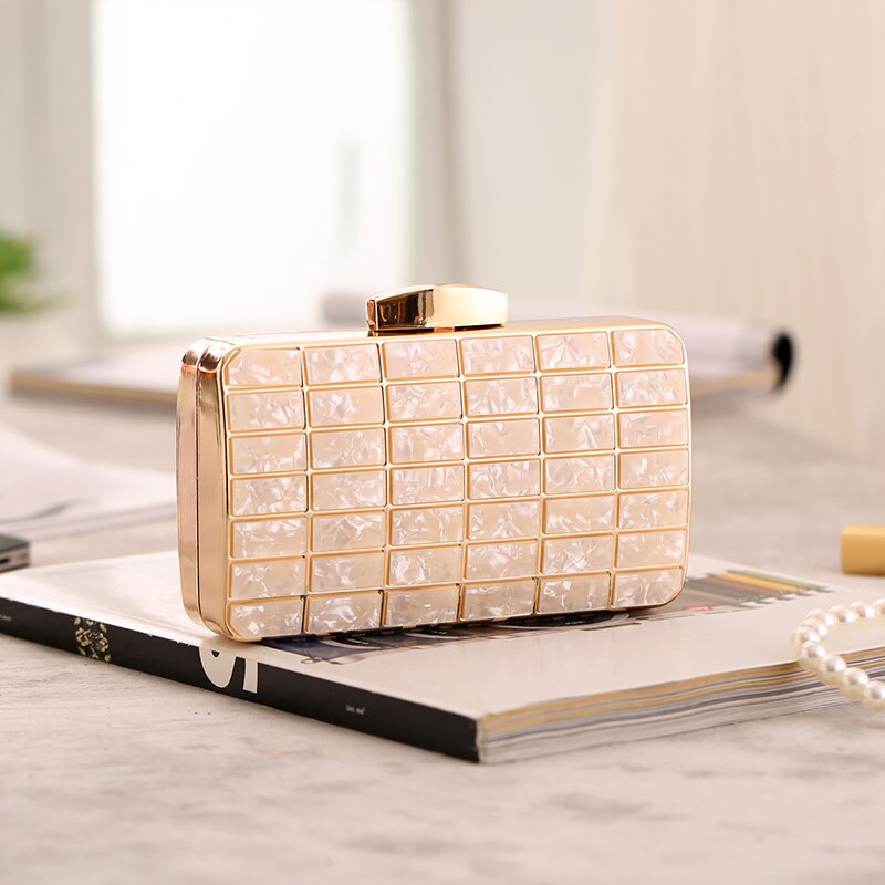 Acrylic Women Clutch Evening Bag purse And Handbags Wedding Bags Chain Shoulder Sling Bag Wallet Bags For Women: Gold