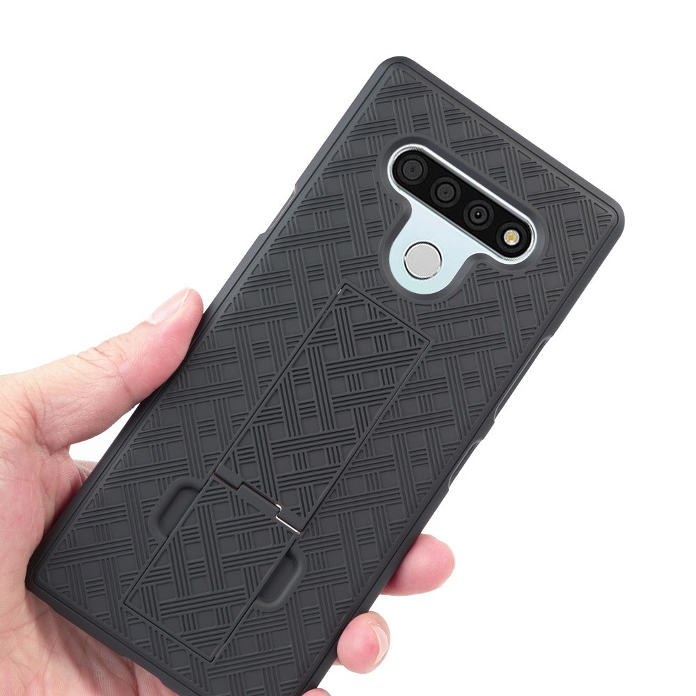 2in1 Armband Phone Case Sports Running Arm Band Wristband Holder Belt Clip Case For LG Stylo 6 Hard Back Shell Cover: Belt Clip Cover