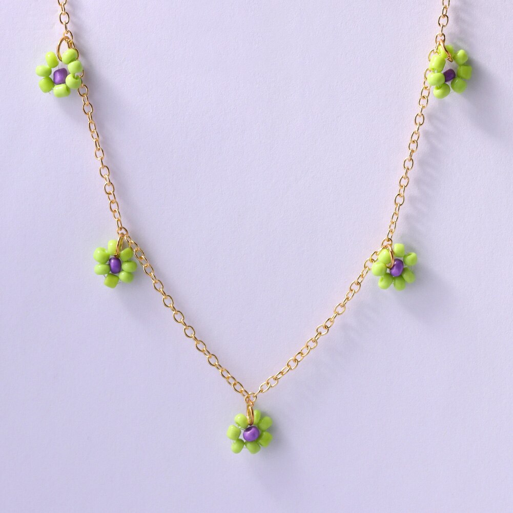 Collana di perline fiore margherita arcobaleno multistrato per donna cubana catena robusta girocollo Set gioielli bohémien regalo per feste Femme: 061206GN