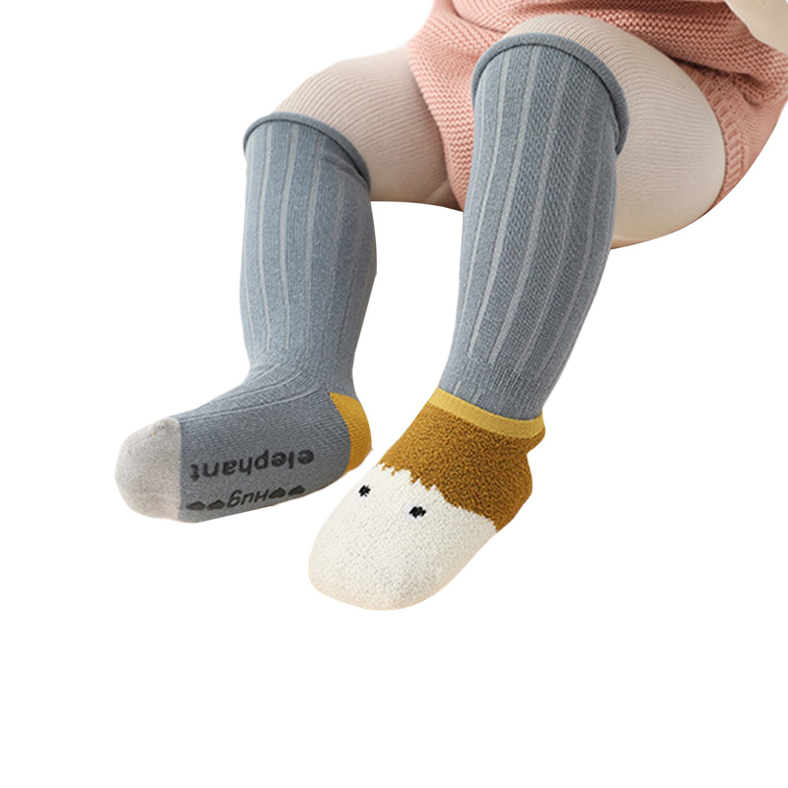 Recién Nacido calcetín Pantufla para bebés lindo interior hasta la rodilla calcetines antideslizante cubre calcetines con pinzas para niñas