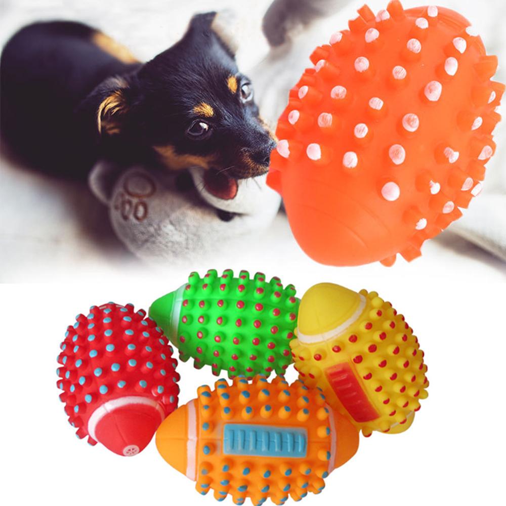 Pet Rubber Squeak Chew Ball Toy Funny Dog Squeaking Toys Bite Resistant Puppy Tooth Cleaning Ball Dogs Interactive Training Toys