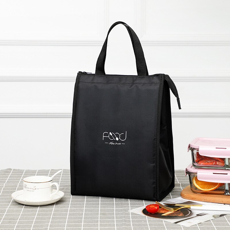 Simplicity Lunch Bag Office Worker Bring Meals Thermal Pouch Child Picnic Beverage Snack Fruit Keep Fresh Handbags Accessories: A Black L