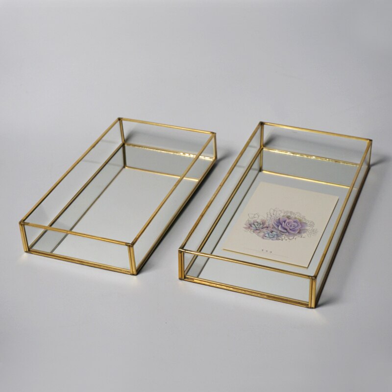 Glass box rectangular jewelry storage plate glass tray Wedding cake decoration