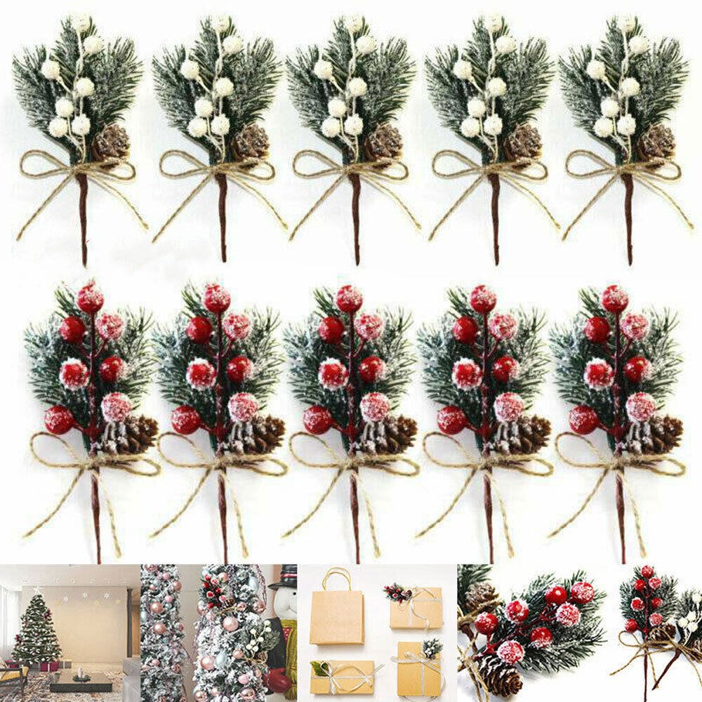 Kerstbessen Kunstmatige Dennenappel Kerstversiering Simulatie Nep Bloem Dennenboom Tak Diy Home Party Bruiloft Decor