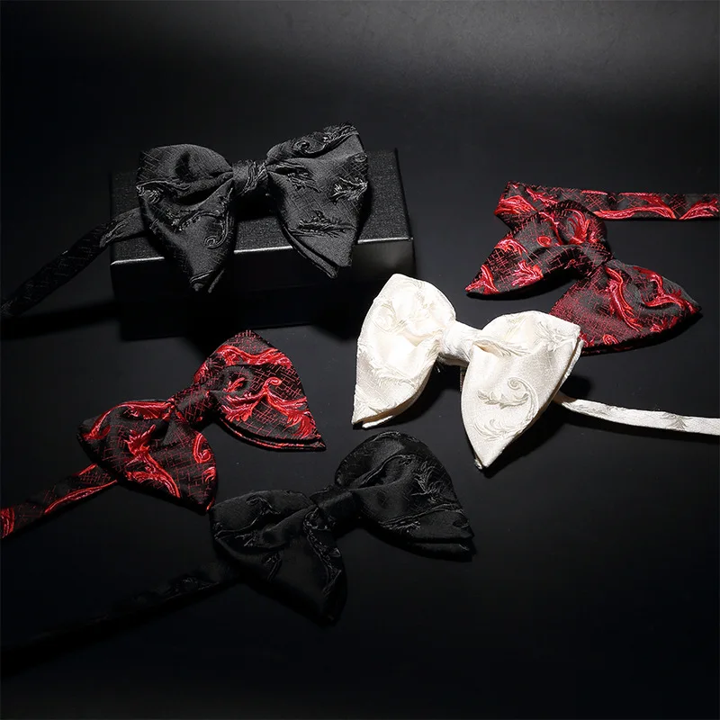 Pajaritas de tela Retro para hombre, pajarita grande informal a la , camisas blancas para hombre, corbata para novio, accesorios de joyería para boda