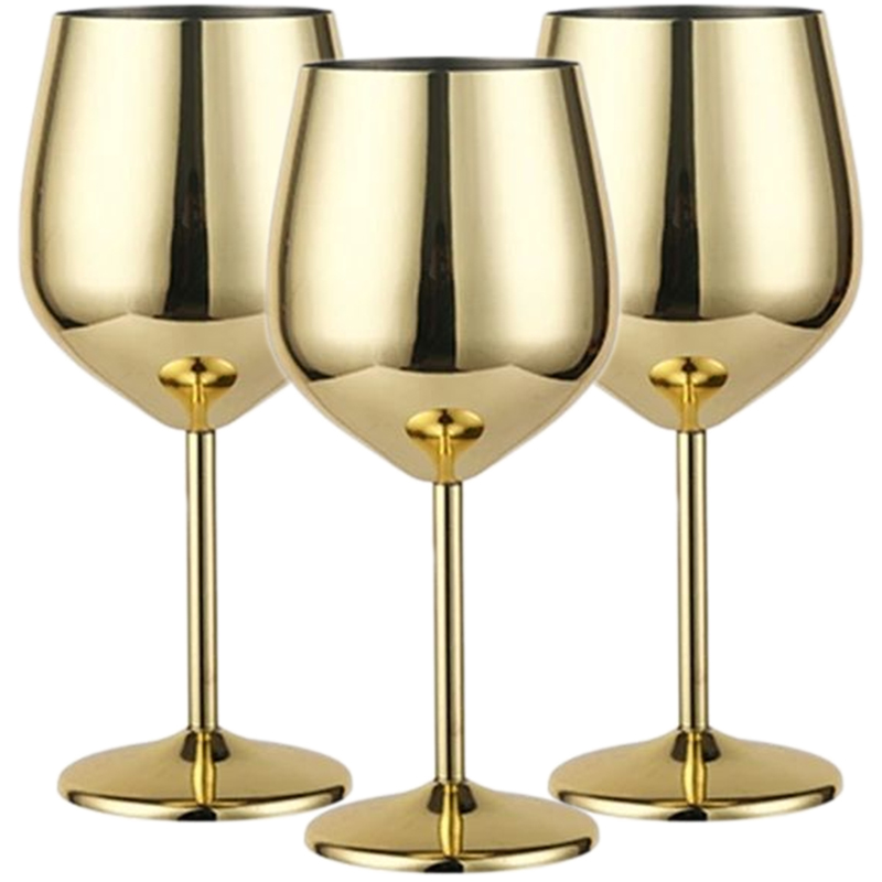 Verre à vin en acier inoxydable, verre à champagne, verre à whisky, gobelet en métal , verre à vin rouge, type tonneau, degré de chute, 3 pièces: Black