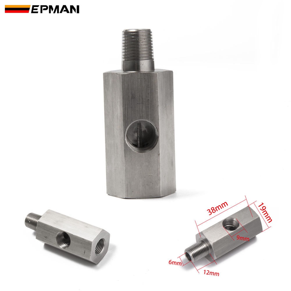 EPMAN 1/8'' NPT & 1/8" BSPT & M10 Oil Pressure Sensor Tee Adapters Turbo Supply Feed Line Gauge Stainless Steel CGQ200