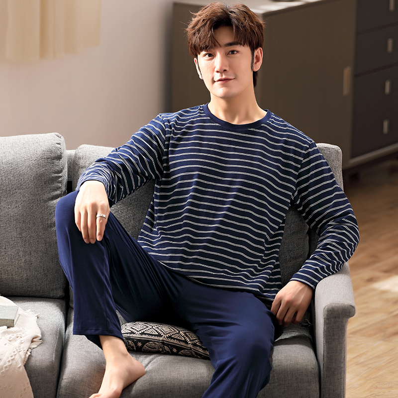 Herre pyjamas sæt blødt langærmet 2 stk nattøj jakkesæt mænd sove tøj nat hjemme wear afslappet pyjamas pyjamas hombre: Xl
