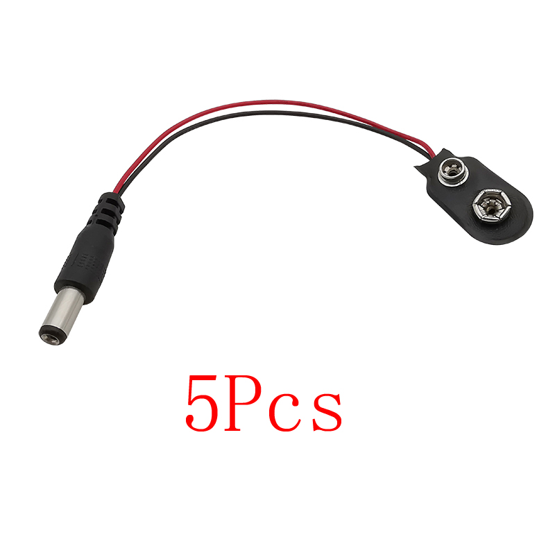 5pz 9 V connettore clip batteria I/T tipo 9 volt fibbia batteria scatta cavi custodia 5.5x2.1mm DC spina maschio per Arduino fai da te: Lavanda