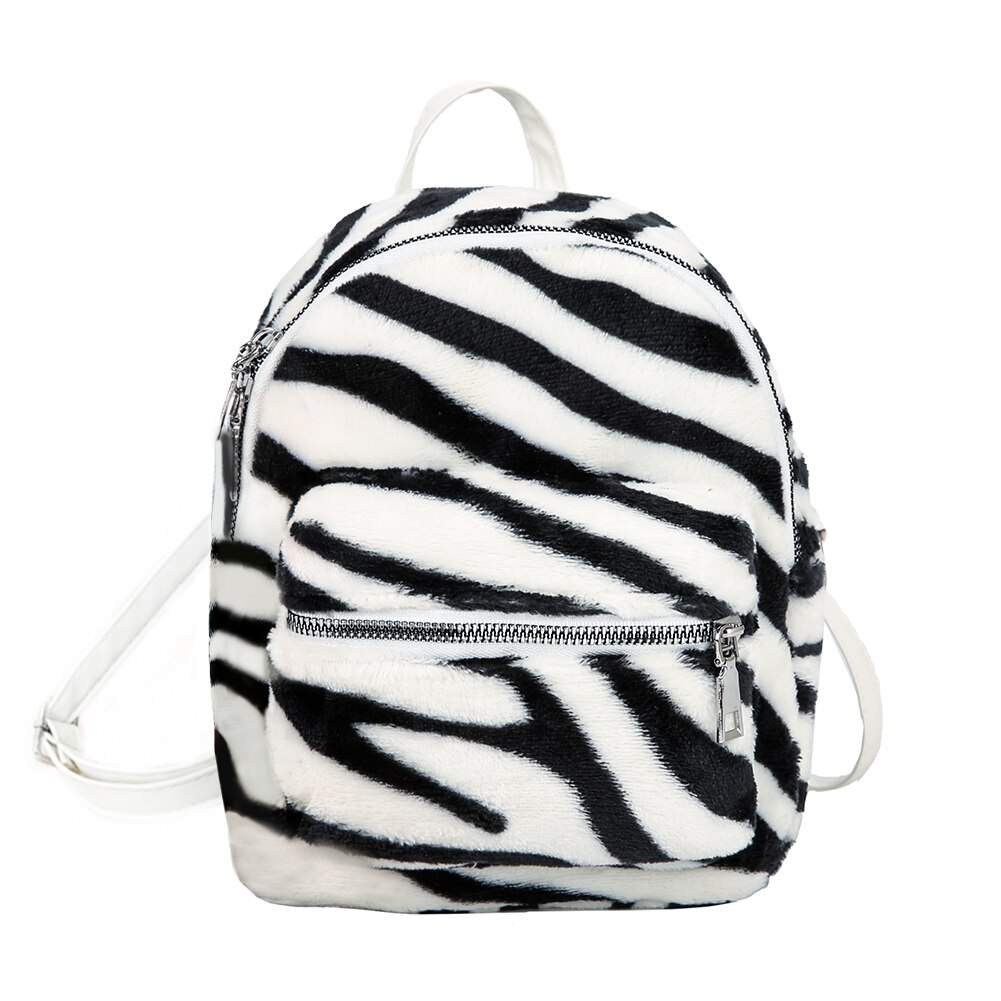 Mode Koe Zebra Gedrukt Schooltassen Vrouwen Meisjes Pluche Mini Schouder Rugzak Vrouwelijke Toevallige Rugzak Rugzak