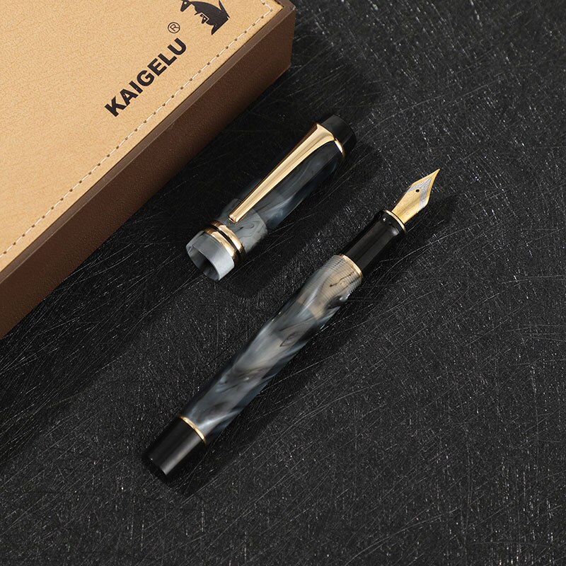 Kaigelu 316 Fountain Pen F Nib Beautiful Marble Amber Pattern Ink Pen Writing for Office Business: Navy Blue / EF