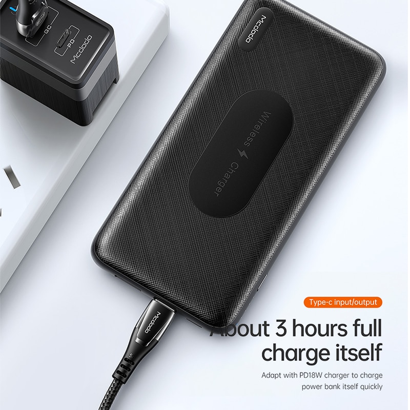 MCDODO PD+QC Portable Charger Qi Wireless Power Bank 10000mAh Powerbank External Battery Pack For iPhone 11 Xiaomi Redmi Samsung