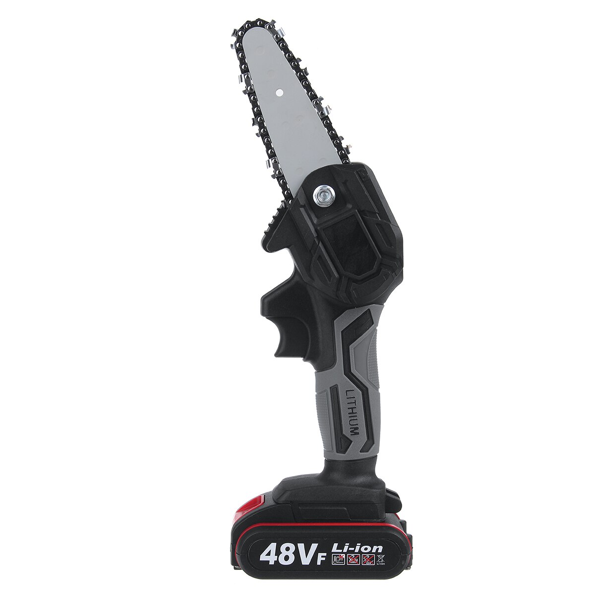 Cordless Electric Chainsaw Mini Electric Saw 4 inch Portable Electric Pruning Saw Rechargeable Wood Cutter Woodworking Tools: Black / EU