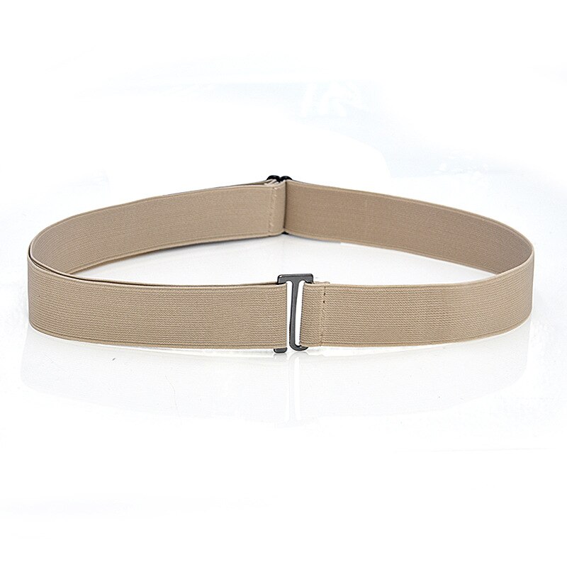 Elastische Stretch Taille Riem Platte Gesp Vrouwen Effen Kleur Zachte Onzichtbare Jeans Broek Riem No Show Verstelbare Size Elastische Band: Khaki